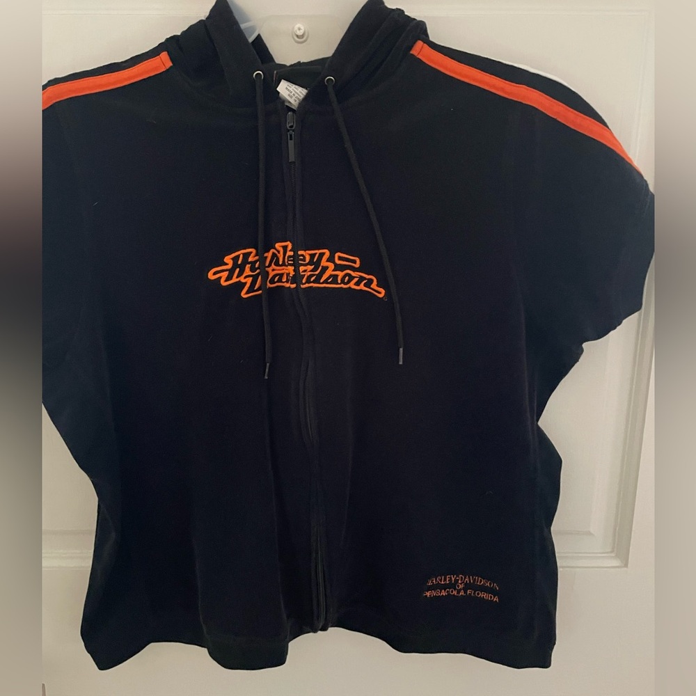 Harley Davidson 2005 VTG Woman's 1X Zip UP  Short Sleeve Hoodie Pensacola FLA